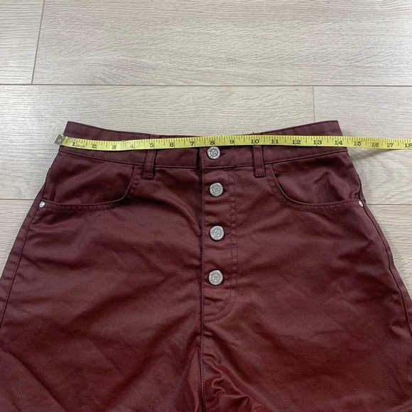 Zara Burgundy Coated Mom fit Shorts - Picture 11 of 12